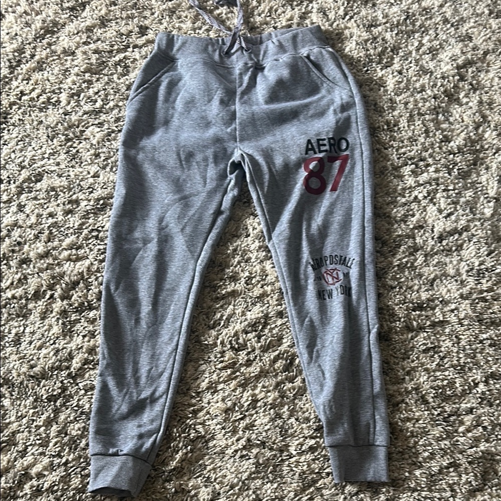 Aeropostale Gray Track Pants with Elastic Cuffs